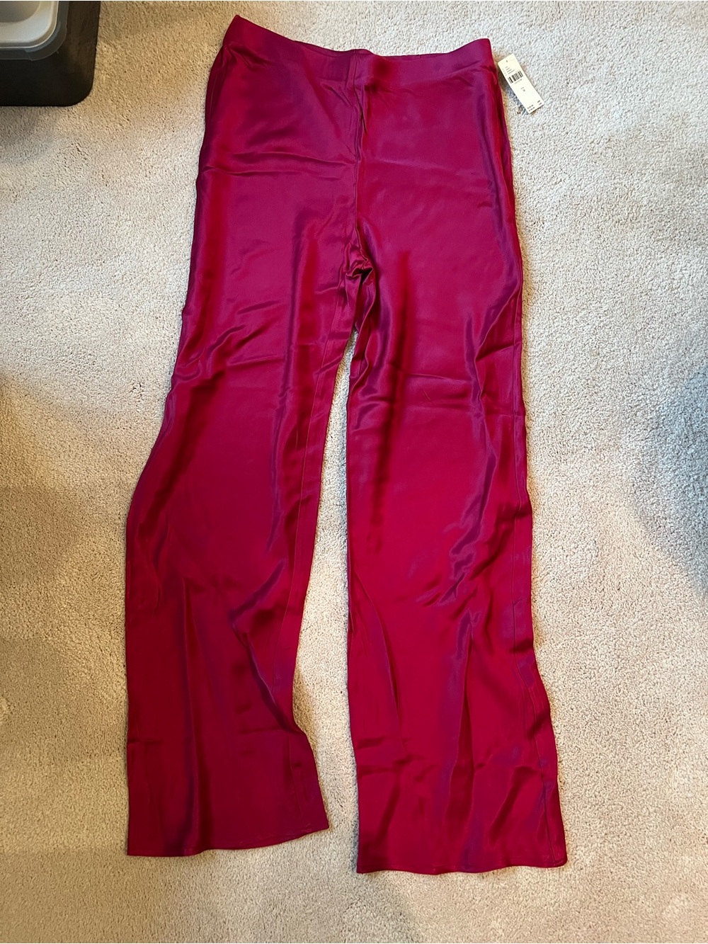 Anthropologie Satin Wide-Leg Pants in Magenta